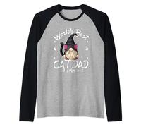 Funny Cat Lover GNOME For Men with Kitty Worlds Best Cat Dad Camiseta Manga Raglan