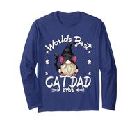 Funny Cat Lover GNOME For Men with Kitty Worlds Best Cat Dad Manga Larga