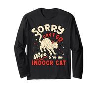 Funny Cat Lover Sorry Cant Go Im An Indoor Introvert Cat Mom Manga Larga