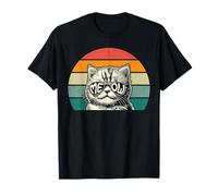 Funny Cat Meow Sunglasses Retro Graphic Camiseta