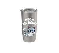 Funny Cat Meow You Doin? Lindo gatito Kawaii Gato Cool Cat Meow Vaso térmico de acero inoxidable de doble pared