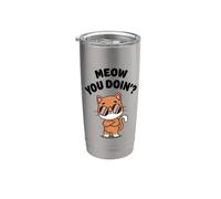 Funny Cat Meow You Doin? Lindo gatito Kawaii Gato Cool Cat Meow Vaso térmico de acero inoxidable de doble pared
