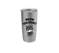 Funny Cat Meow You Doin? Lindo gatito Kawaii Gato Cool Cat Meow Vaso térmico de acero inoxidable de doble pared