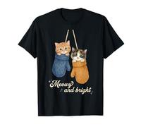 Funny Cat Mittens Vintage Christmas Retro Kitten Cat Lover Camiseta