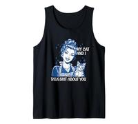 Funny Cat Mom Cat Lovers, mis Gatos y yo hablamos tonterías sobre ti Camiseta sin Mangas