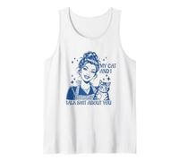 Funny Cat Mom Cat Lovers, mis Gatos y yo hablamos tonterías sobre ti Camiseta sin Mangas