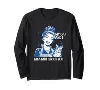 Funny Cat Mom Cat Lovers, mis Gatos y yo hablamos tonterías sobre ti Manga Larga