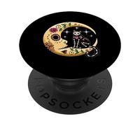 Funny Cat & Moon Sugar Skull Día de los Muertos Día de Muertos PopSockets PopGrip Adhesivo