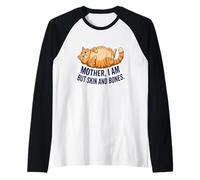 Funny Cat Mother I Am But Skin and Bones Cat para Hombres Mujeres Camiseta Manga Raglan