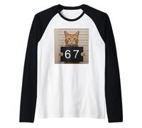Funny Cat Mugshot Meme 67 Six Seven Camiseta Manga Raglan