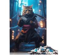 Funny Cat Ninja Samurai Rompecabezas Imposible,desafío for Adults Juego Educativo 1000 Piezas Obra De Arte De Juego De para Adultos Y Niños A Partir De 12 Años 1000pcs (38x26cm)