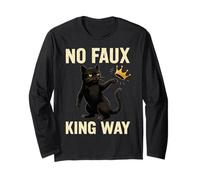 Funny Cat No Faux King Way Manga Larga