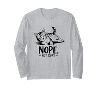 Funny Cat Nope Not Today Camisa Lindo Lazy Kitty Humor Sarcasmo Manga Larga