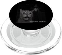 Funny Cat On Security Camera with Witch Halloween PopSockets PopGrip para MagSafe