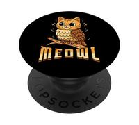 Funny Cat Owl Meme Meowl Internet Brainrot Cursed Vintage PopSockets PopGrip Adhesivo