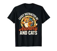 Funny Cat Parent Gift Easily Distracted by Archery and Cats Camiseta