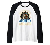 Funny Cat Parent Gift Easily Distracted by Archery and Cats Camiseta Manga Raglan
