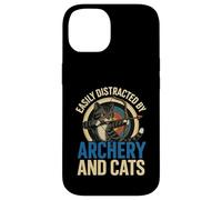 Funny Cat Parent Gift Easily Distracted by Archery and Cats Carcasa para iPhone 14