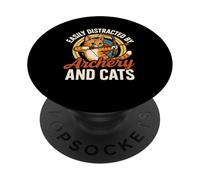 Funny Cat Parent Gift Easily Distracted by Archery and Cats PopSockets PopGrip Adhesivo