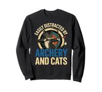 Funny Cat Parent Gift Easily Distracted by Archery and Cats Sudadera