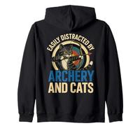 Funny Cat Parent Gift Easily Distracted by Archery and Cats Sudadera con Capucha