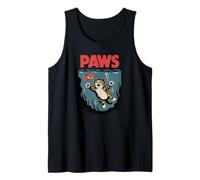 Funny Cat Paws Parody Design - Cute Kitten & Fish Cartoon Camiseta sin Mangas