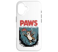 Funny Cat Paws Parody Design - Cute Kitten & Fish Cartoon Carcasa para iPhone 16