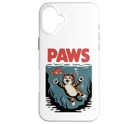 Funny Cat Paws Parody Design - Cute Kitten & Fish Cartoon Carcasa para iPhone 16 Plus