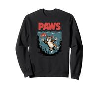 Funny Cat Paws Parody Design - Cute Kitten & Fish Cartoon Sudadera