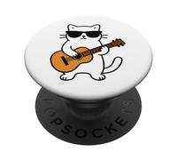 Funny Cat Playing Guitar Guitarist Men Women Kids PopSockets PopGrip Adhesivo