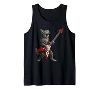 Funny Cat Playing Guitar Rock Men Women Kids Camiseta sin Mangas