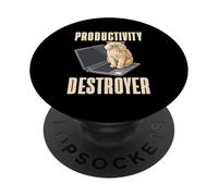 Funny Cat Productivity Destroyer Dueño de Gato Humor Amante de los Gatos PopSockets PopGrip Adhesivo