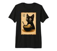 Funny Cat Ramen Cool T - Camiseta gráfica de Anime japonés Kawaii Camiseta Premium