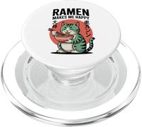 Funny Cat Ramen «El Ramen me Hace Feliz» Gato de Anime Kawaii PopSockets PopGrip para MagSafe