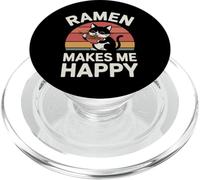 Funny Cat Ramen «El Ramen me Hace Feliz» Gato de Anime Kawaii PopSockets PopGrip para MagSafe