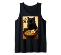 Funny Cat Ramen Graphic Japanese Kawaii Manga Anime Camiseta sin Mangas