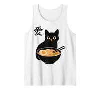 Funny Cat Ramen Graphic Japanese Kawaii Manga Anime Camiseta sin Mangas