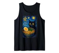 Funny Cat Ramen Graphic Japanese Kawaii Manga Anime Camiseta sin Mangas