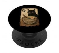 Funny Cat Ramen Graphic Japanese Kawaii Manga Anime PopSockets PopGrip Adhesivo