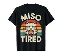 Funny Cat Ramen «Miso Tired» Retro Sunset Kawaii Anime Cat Camiseta