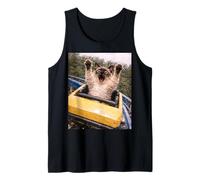 Funny Cat Roller Coaster Silly Meme Graphic Siamese Cat Camiseta sin Mangas