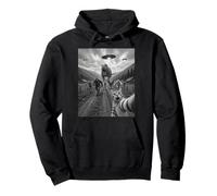 Funny Cat Selfie Bigfoot Corriendo De T Rex Y OVNIs Sudadera con Capucha