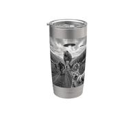 Funny Cat Selfie Bigfoot Corriendo De T Rex Y OVNIs Vaso térmico de acero inoxidable de doble pared