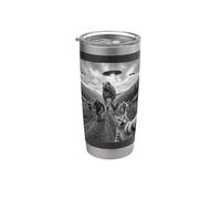 Funny Cat Selfie Bigfoot Corriendo De T Rex Y OVNIs Vaso térmico de acero inoxidable de doble pared