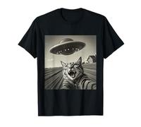 Funny Cat Selfie UFO Alien Invasión Extraterrestre Visita Camiseta