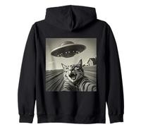 Funny Cat Selfie UFO Alien Invasión Extraterrestre Visita Sudadera con Capucha