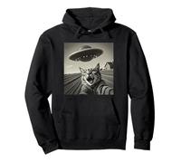 Funny Cat Selfie UFO Alien Invasión Extraterrestre Visita Sudadera con Capucha
