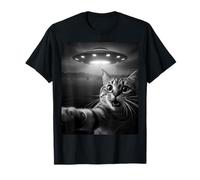 Funny Cat Selfie with Alien UFO Encounter Fun For Boys Girls Camiseta