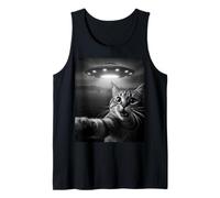 Funny Cat Selfie with Alien UFO Encounter Fun For Boys Girls Camiseta sin Mangas