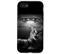 Funny Cat Selfie with Alien UFO Encounter Fun For Boys Girls Carcasa para iPhone SE (2020) / 7/8